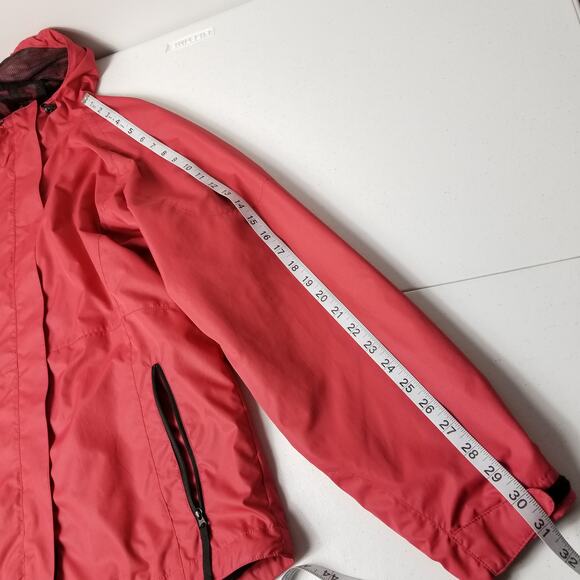 Eddie Bauer Red Zip Up Hooded Wind Breaker Jacket Lined Pockets MINT Size M - Picture 7 of 9